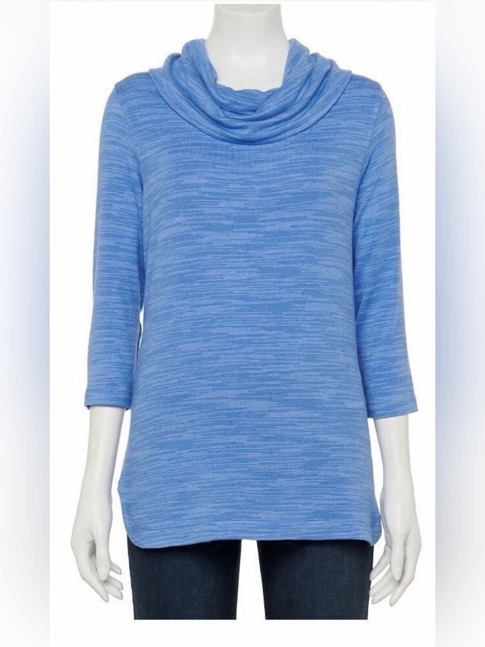 Womens Lg, XL, XXL Croft and Barrow 3/4 sleeve cowl neck top NWT $40 shirt Blue